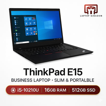 15.6” E15 ThinkPad Lenovo Business Laptop/ i5-10th gen CPU 16GB RAM 256/512GB NVMe SSD/ Windows11 Pro Microsoft Office
